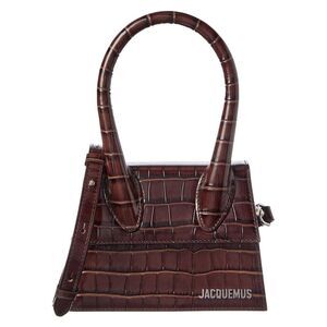 Jacquemus The Chiquito Medium Croc-Embossed Leather Shoulder Bag, Brown